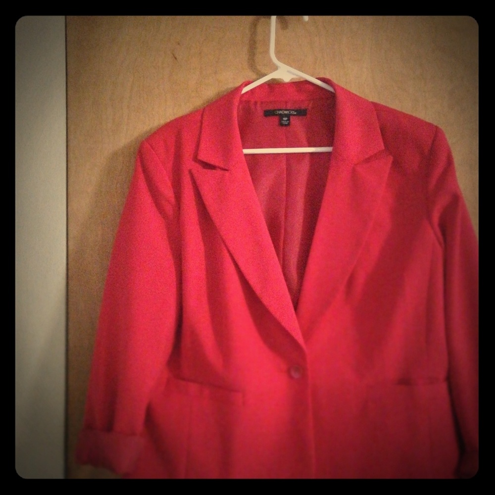 Christmas red blazer from Chadwick's 16P